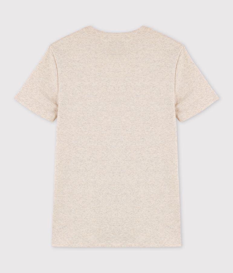 T-shirt girocollo serigrafia in cotone Donna beige