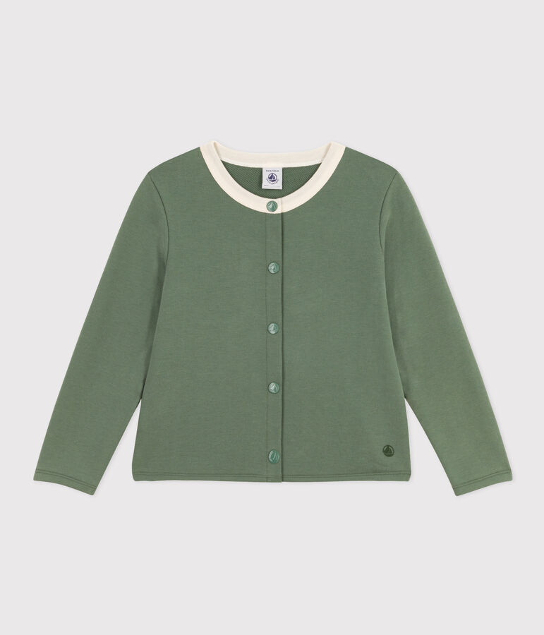 Cardigan in cotone bambina verde CROCO