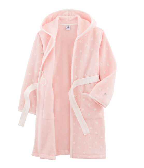 Vestaglia da bambino in pile rosa MINOIS/bianco MARSHMALLOW
