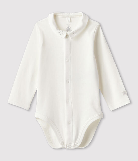 Body bebè con colletto in cotone biologico bianco MARSHMALLOW