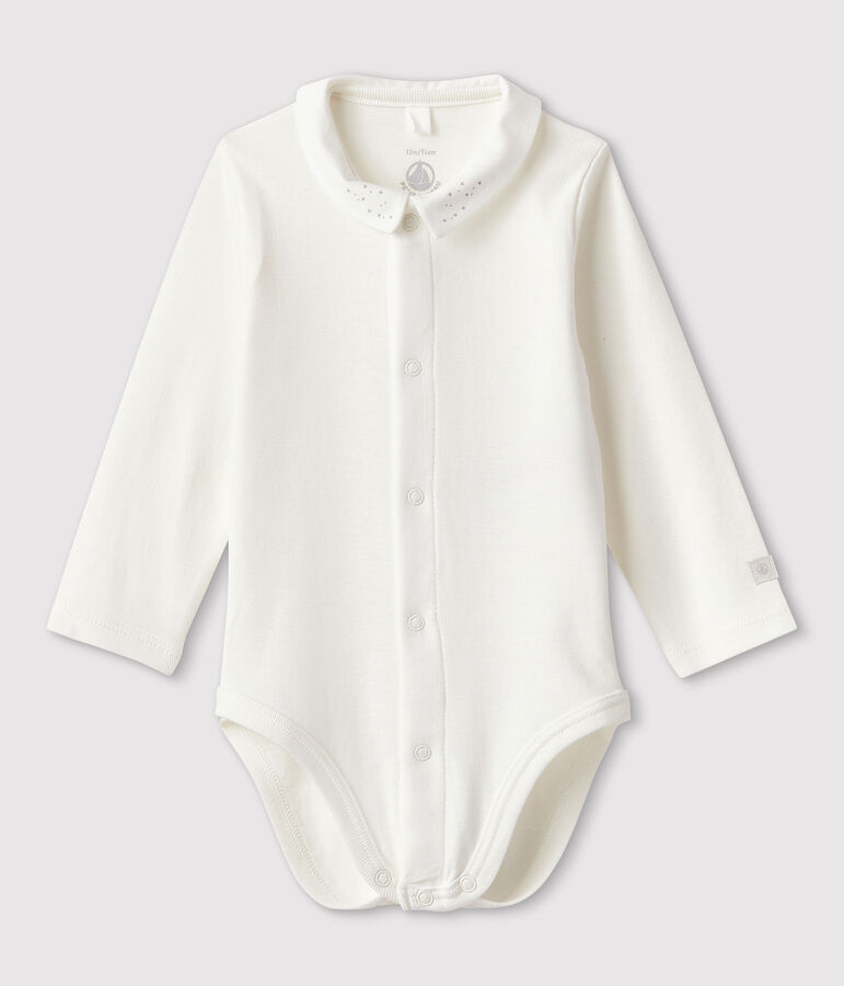 Body beb&egrave; con colletto in cotone biologico bianco MARSHMALLOW