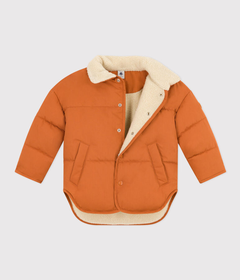 Giacca corta foderata in sherpa bambino unisex\t marrone