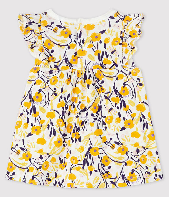 Blusa manica corta bebè femmina bianco MARSHMALLOW/bianco MULTICO