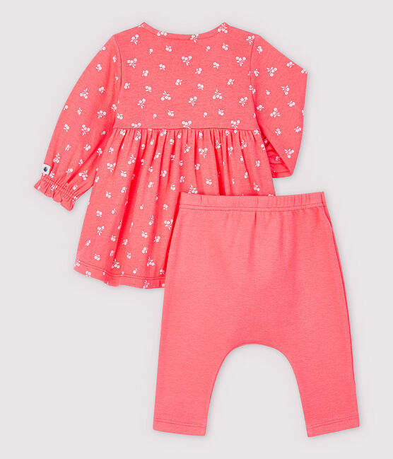 Body leggings ciliegie bebè in tubique in cotone biologico rosa PEACHY/rosa FLEUR
