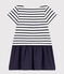 Abito a maniche corte in jersey spesso e garza di cotone bambina bianco MARSHMALLOW/blu SMOKING