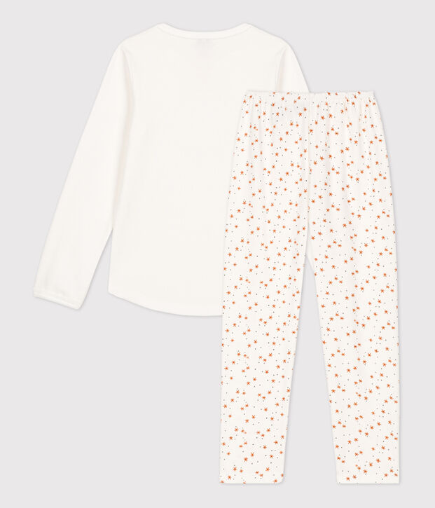 Pigiama bambina in cotone bianco/multicolore
