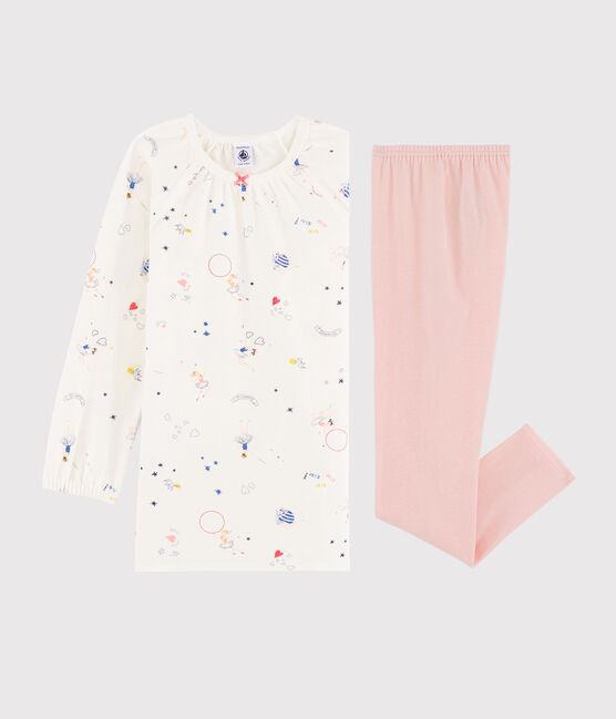 Camicia da notte fantasia fatata bambina in ciniglia con leggings bianco MARSHMALLOW/bianco MULTICO