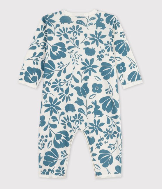 Tutina pigiama senza piedi a fiori bebè in cotone bianco MARSHMALLOW/ ROVER