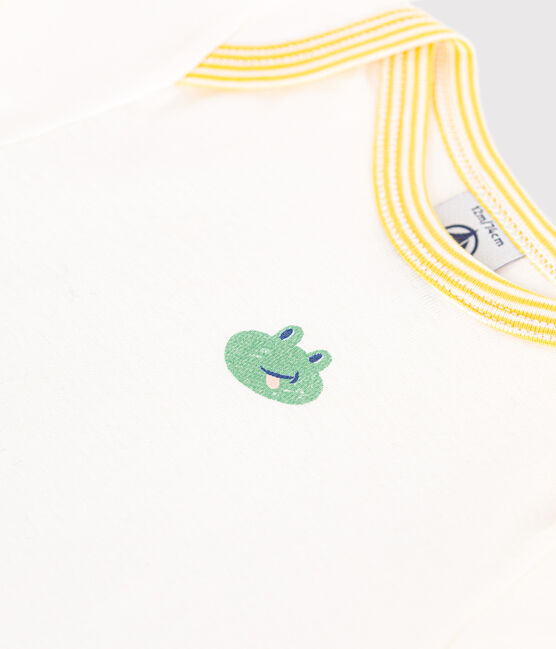 Body a maniche corte in cotone con stampa neonato bianco MARSHMALLOW