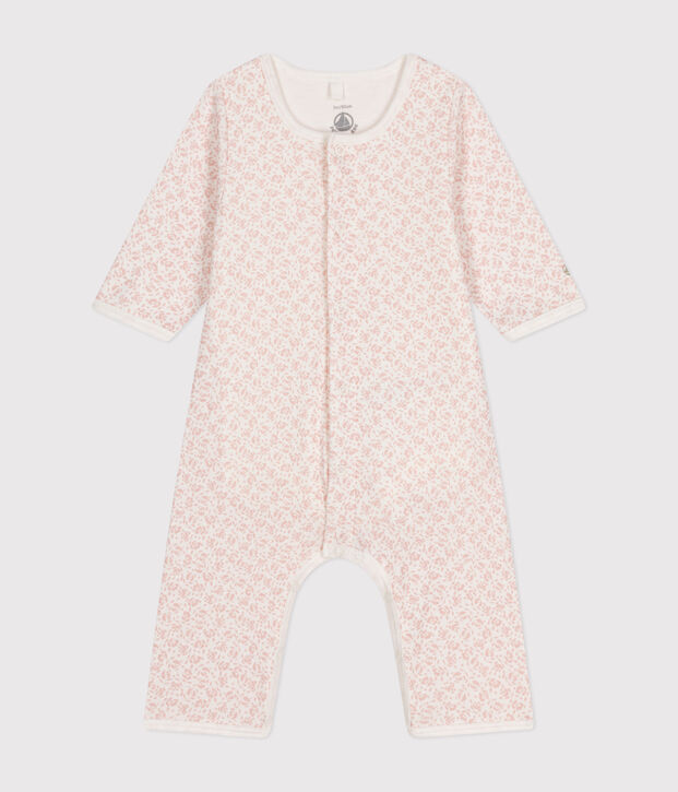 Bodyjama senza piedi in cotone bianco/rosa