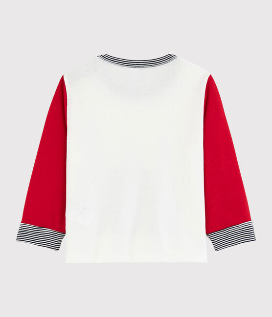 T-shirt colorblock bebè maschio bianco MARSHMALLOW/rosso TERKUIT