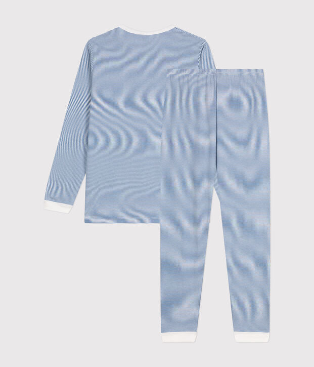 Pigiama in cotone a righe junior blu/bianco