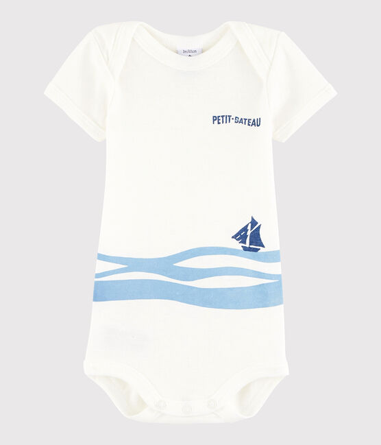 Body a manica corta bebè unisex bianco MARSHMALLOW/blu JASMIN