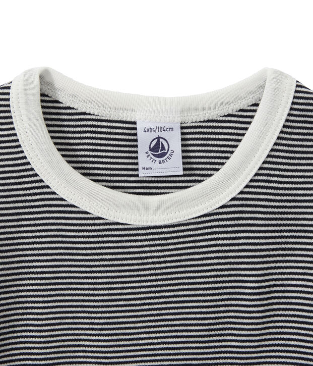 Pigiama corto bambino millerighe blu/bianco