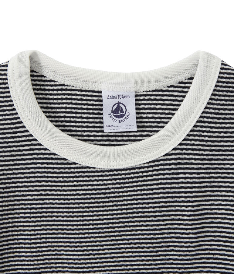 Pigiama corto bambino millerighe blu/bianco