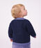 Cardigan in maglia di misto lana e cotone con motivo jacquard a cuori neonata blu/multicolore