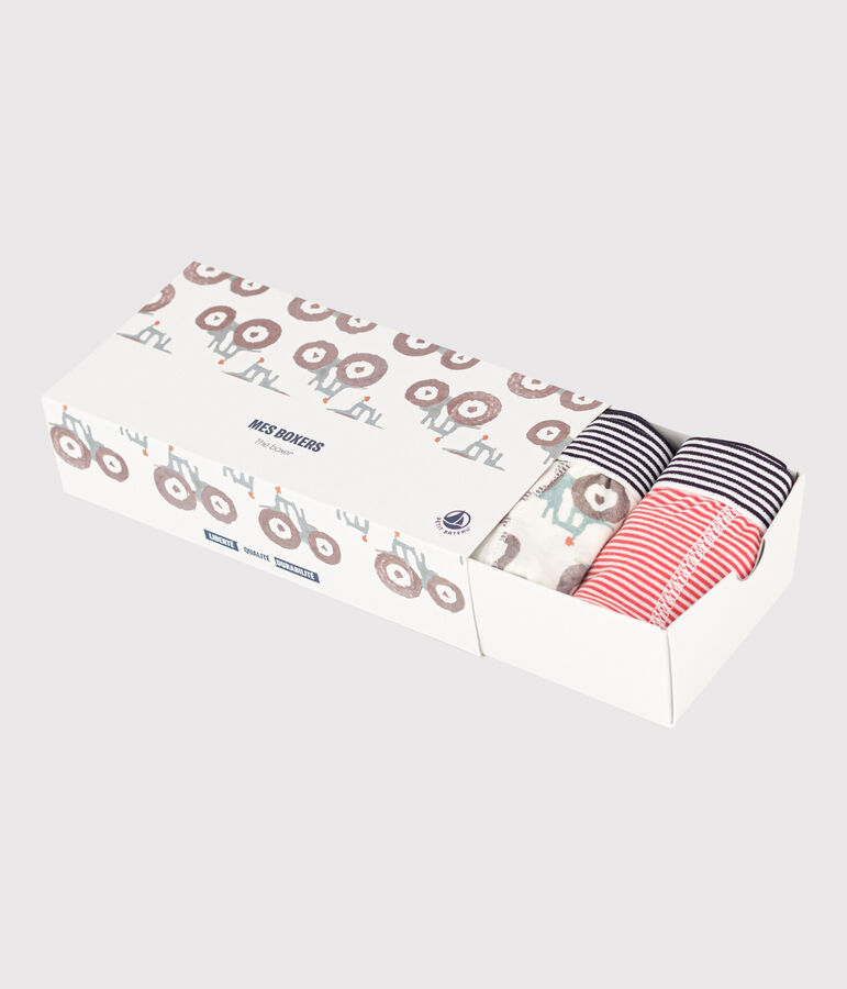 Confezione da 5 boxer bambino in cotone motivo trattore multicolore