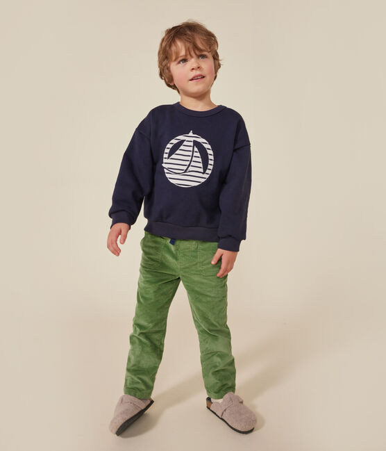 Maglia in tessuto felpato bambina/bambino blu SMOKING