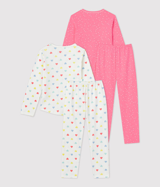 Confezione da 2 pigiami bambina fantasia a stelle e cuori in cotone variante 1