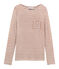 T-shirt maniche lunghe donna in lino bianco MARSHMALLOW/rosa COPPER CN