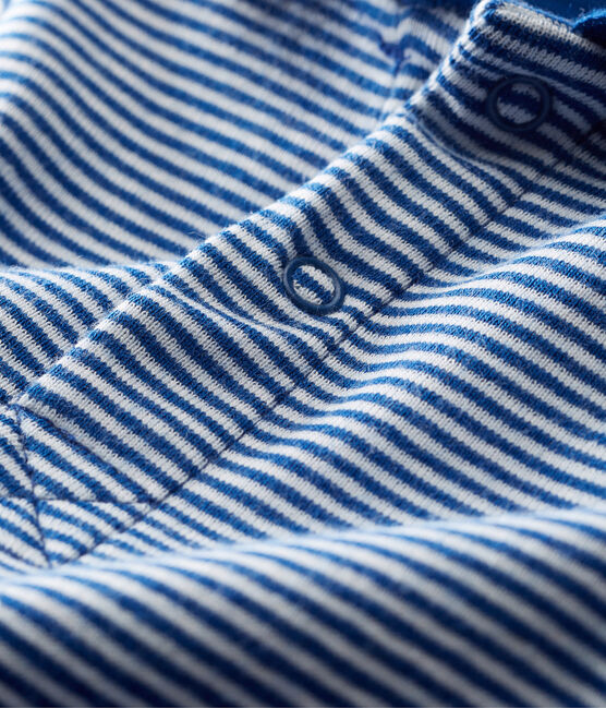 Body millerighe con colletto a polo per bebé maschio blu LIMOGES/bianco MARSHMALLOW