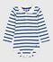 Body in cotone a righe con colletto a polo neonato blu MILK/ OLYMPIC