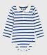 Body in cotone a righe con colletto a polo neonato