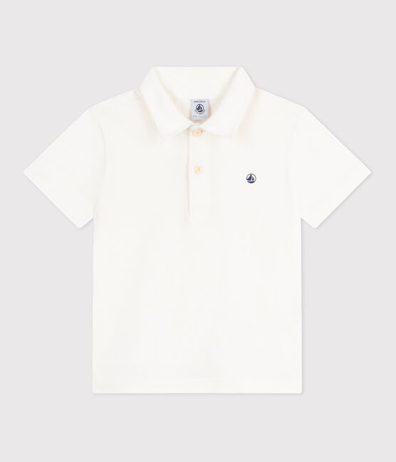 Polo a maniche corte in cotone tinta unita bambino bianco MARSHMALLOW