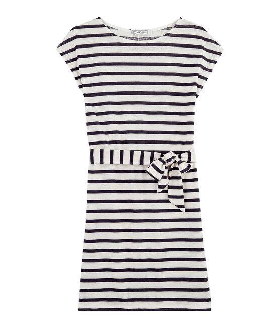 Abito in Lino Donna bianco MARSHMALLOW/blu MEDIEVAL