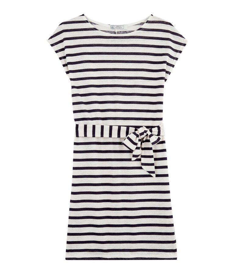 Abito in Lino Donna bianco/blu