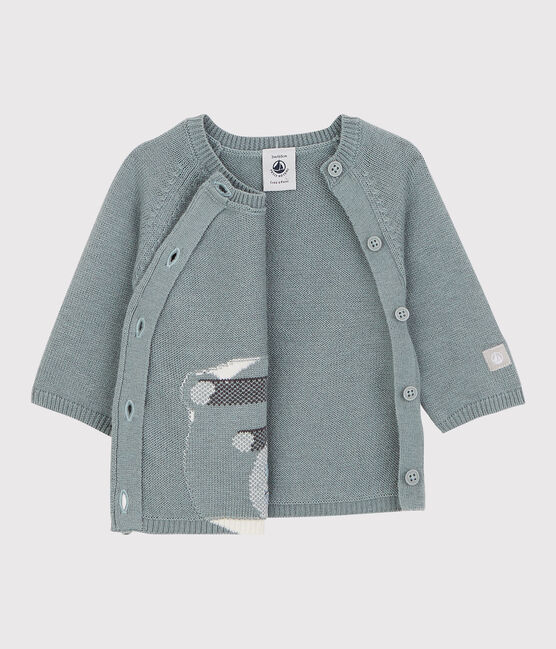 Cardigan orso bebè in maglia di lana e cotone grigio SEDUMBLUE