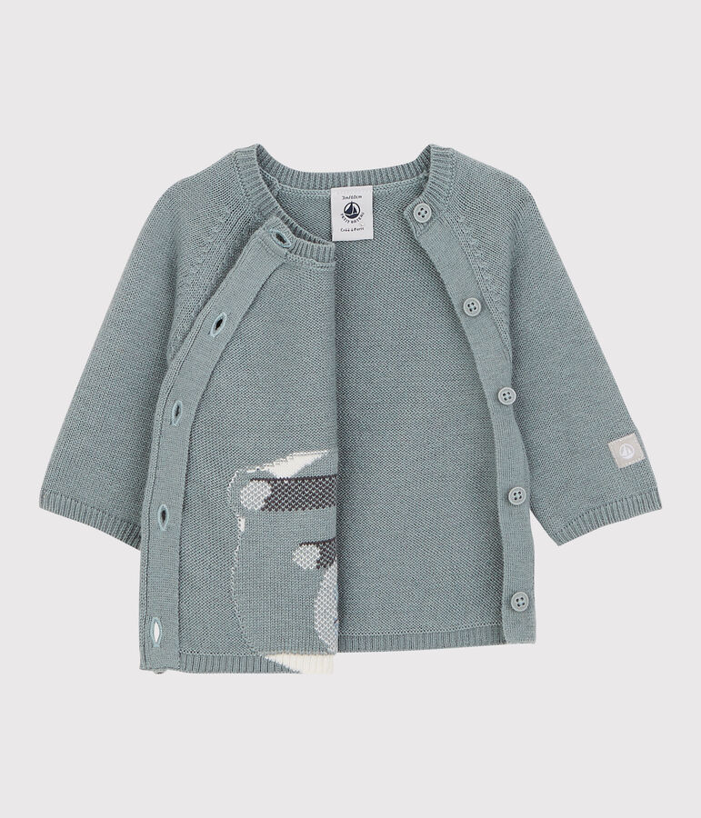 Cardigan orso beb&egrave; in maglia di lana e cotone grigio SEDUMBLUE