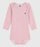 Body a maniche lunghe in lana e cotone neonato rosa JOLI