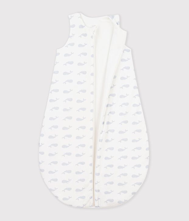 Sacco nanna in cotone con balena stampata neonato TOG 3 bianco/blu