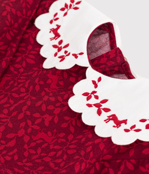 Abito a maniche lunghe in flanella fantasia bambina rosso/rosso