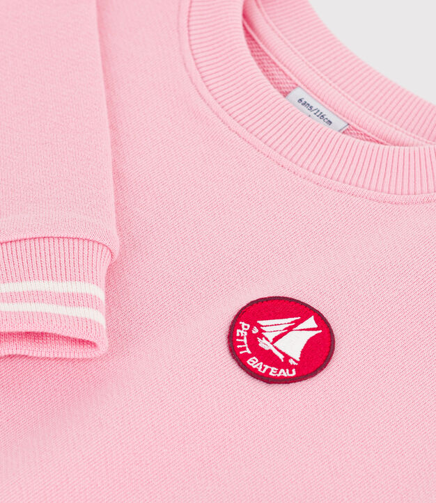 Felpa in cotone tinta unita bambina rosa