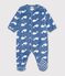 Tutina imbottita in pile con balene stampate neonato blu/bianco