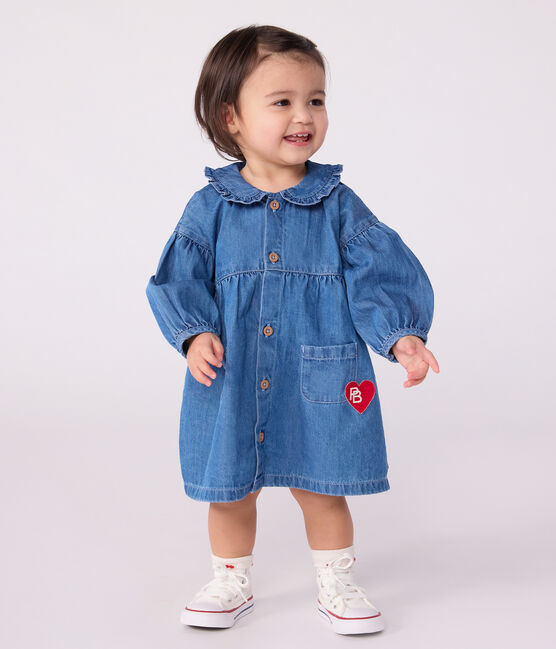 Abito a maniche lunghe con colletto in denim neonato blu DENIM CLAIR