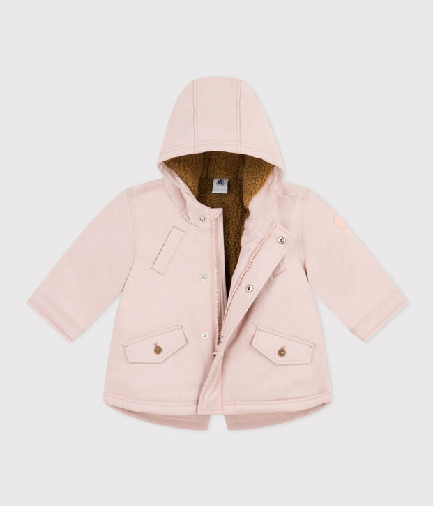 Parka foderato in sherpa per beb&egrave; rosa