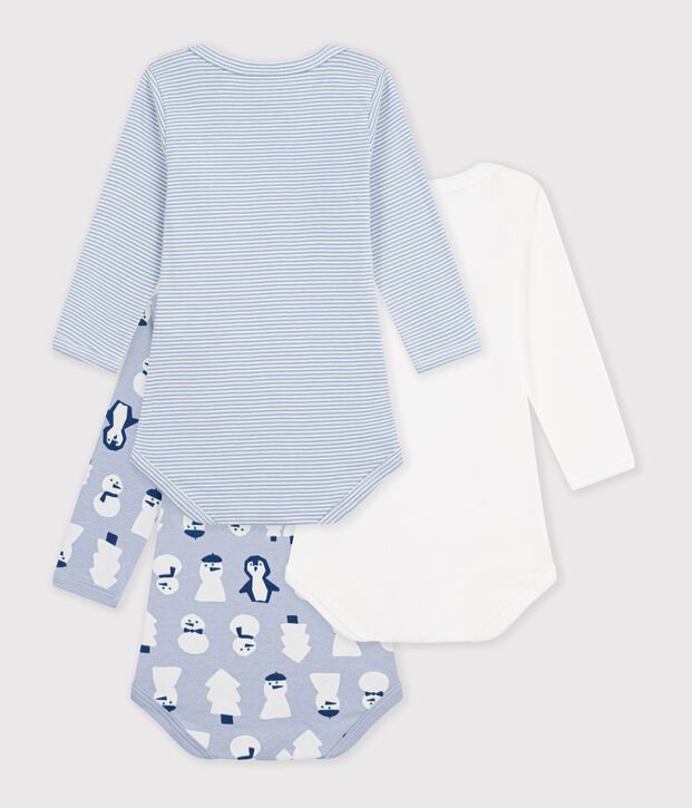 Set di body a maniche lunghe in cotone con pupazzi di neve stampati neonato multicolore