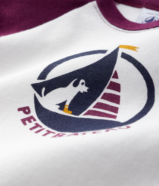 T-shirt beb&egrave; maschio bianco/viola