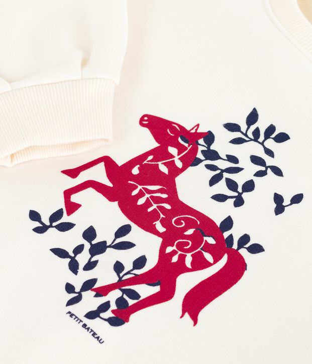 Felpa in cotone stampato bambino ecru