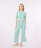 Pigiama in cotone a righe con gamba ampia donna verde ALOEVERA/bianco MARSHMALLOW