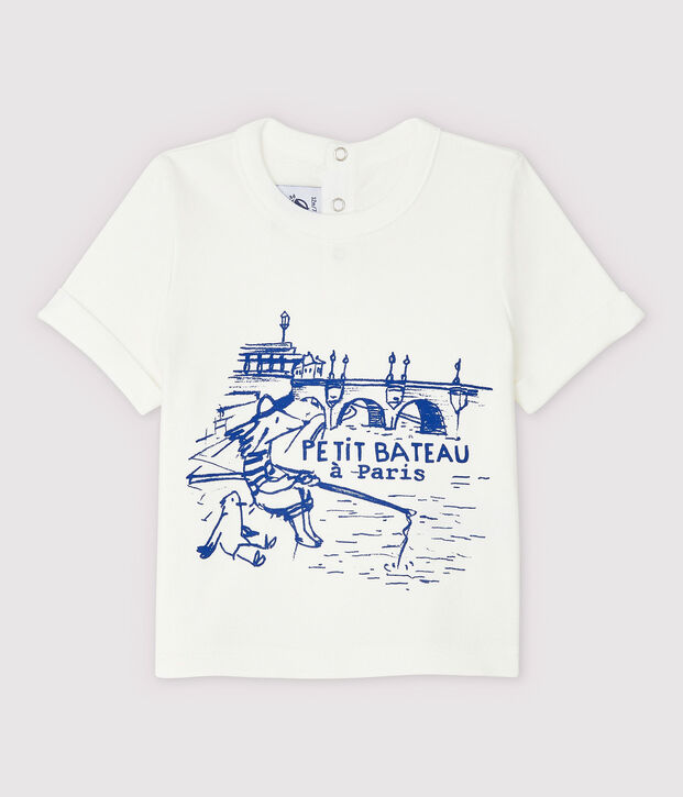 T-shirt maniche corte in cotone beb&egrave; maschio bianco