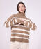 Pullover dolcevita in misto lana e cotone a righe donna beige/ecru