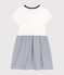 Abito a maniche corte in cotone bambina bianco MARSHMALLOW/blu MEDIEVAL