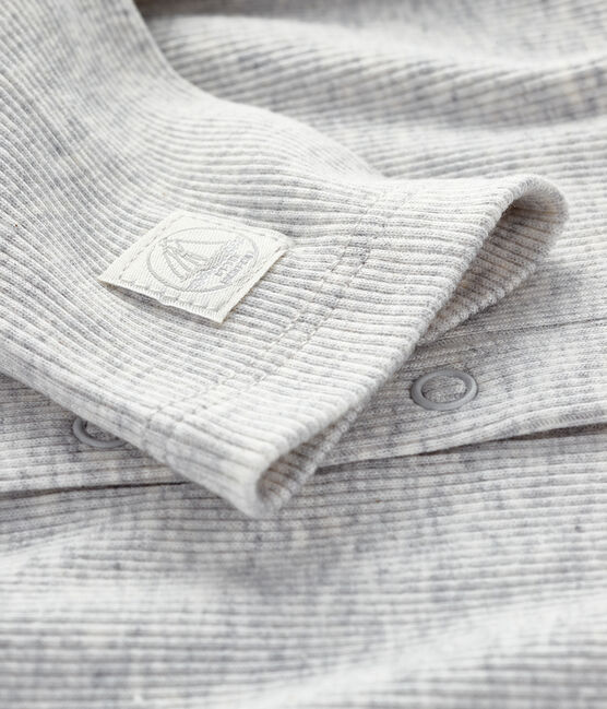 Cardigan bebè in costina 2x2 di cotone biologico grigio BELUGA CHINE