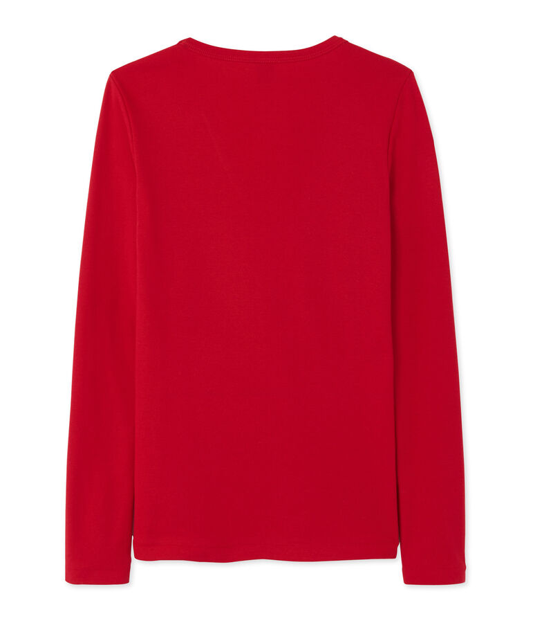 T-shirt donna a maniche lunghe con scollo a V rosso Mars