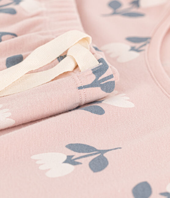 Pigiama corto donna in cotone con tulipani rosa SALINE/bianco MULTICO