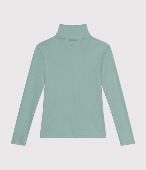 T-shirt L'Iconique donna in costa 2x2 con collo a lupetto verde PAUL
